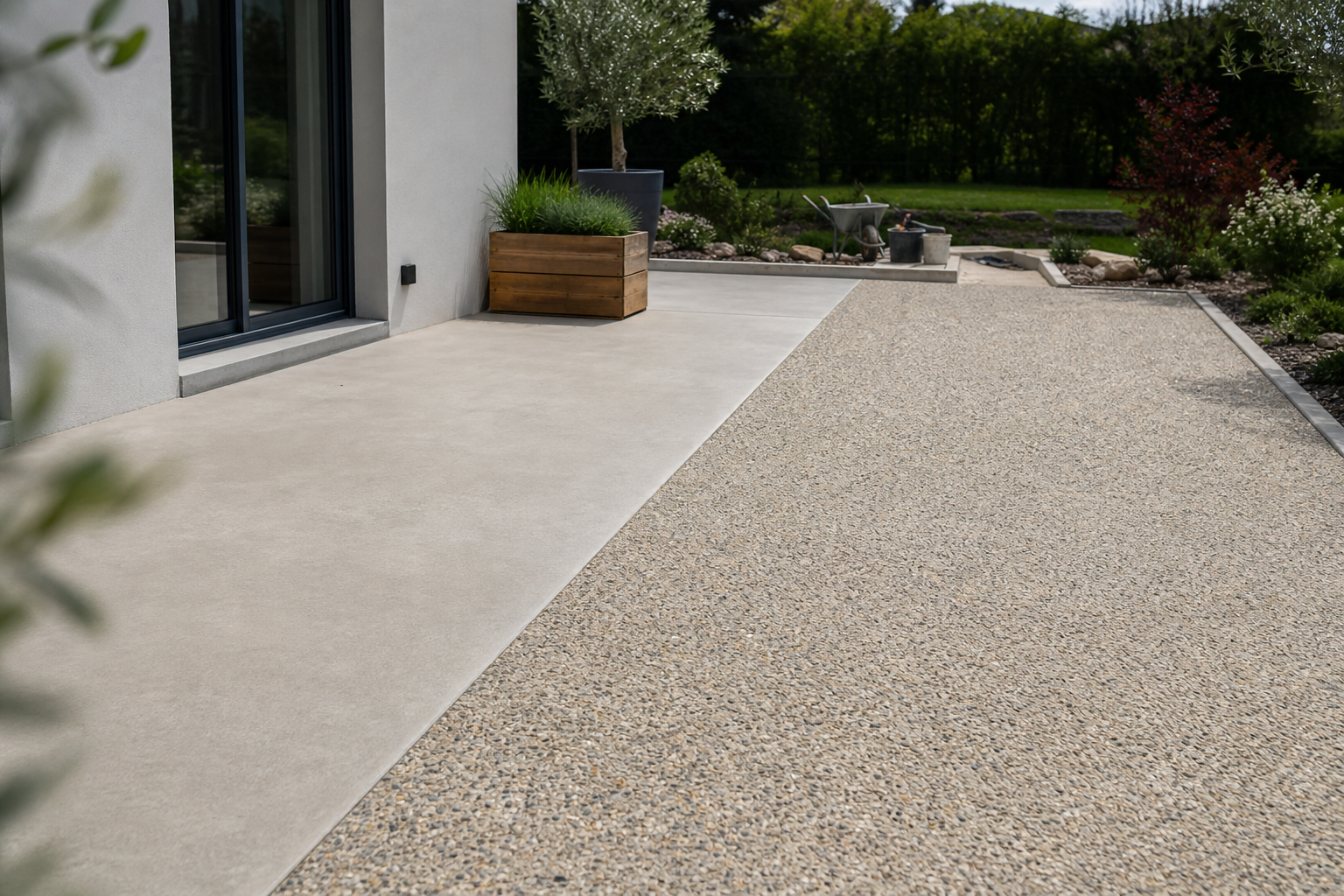 Béton désactivé : prix m2 pour terrasse extérieure en rénovation