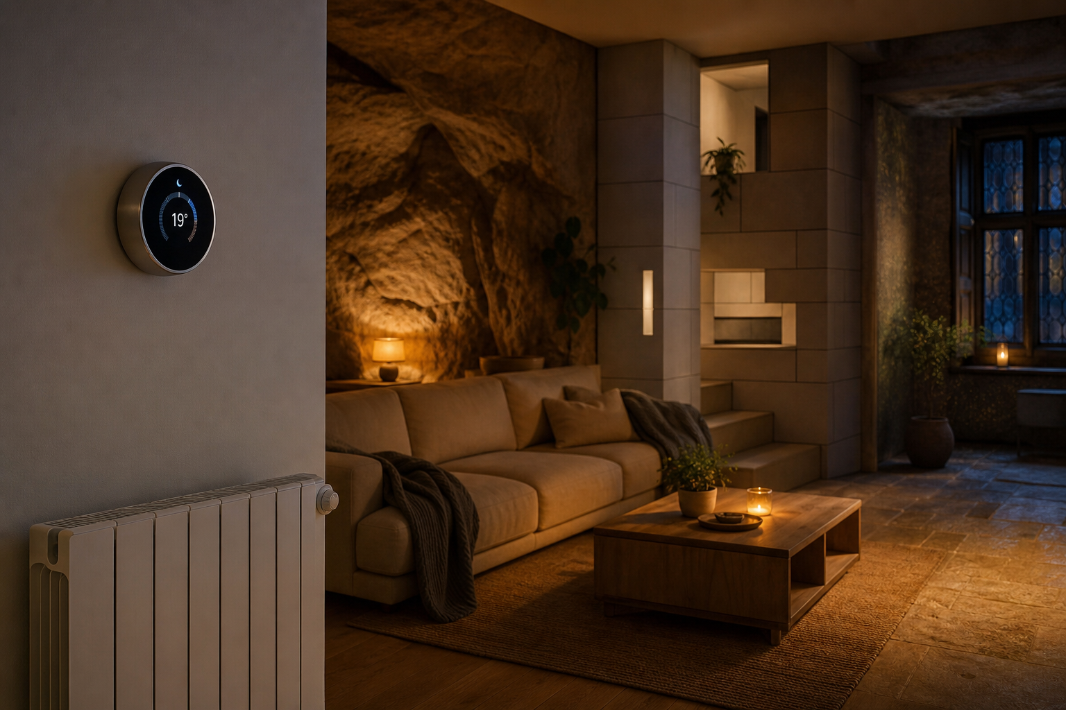 Réglage du chauffage de nuit dans une maison troglodyte