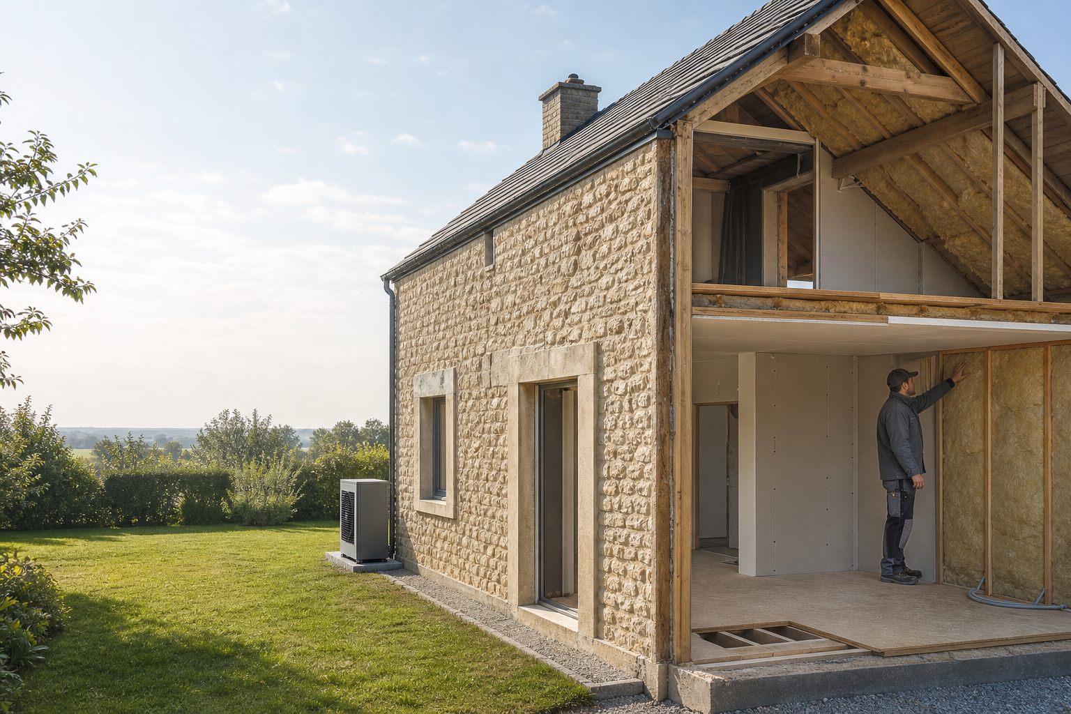 Isolation de maison et travaux financés avec livret a plafond avant pompe à chaleur