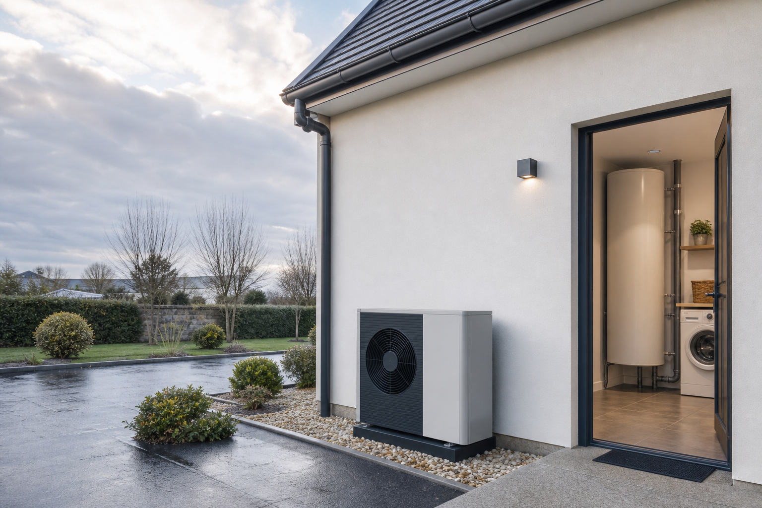 Installation d’une pompe a chaleur air-eau avec chauffe eau dans une maison