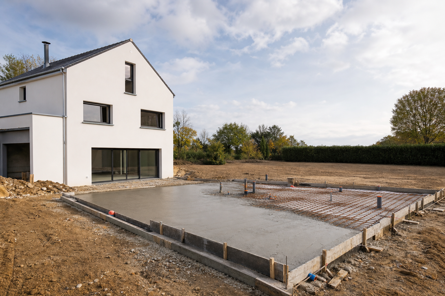 Radier de fondation pour la maison d'isabelle en construction