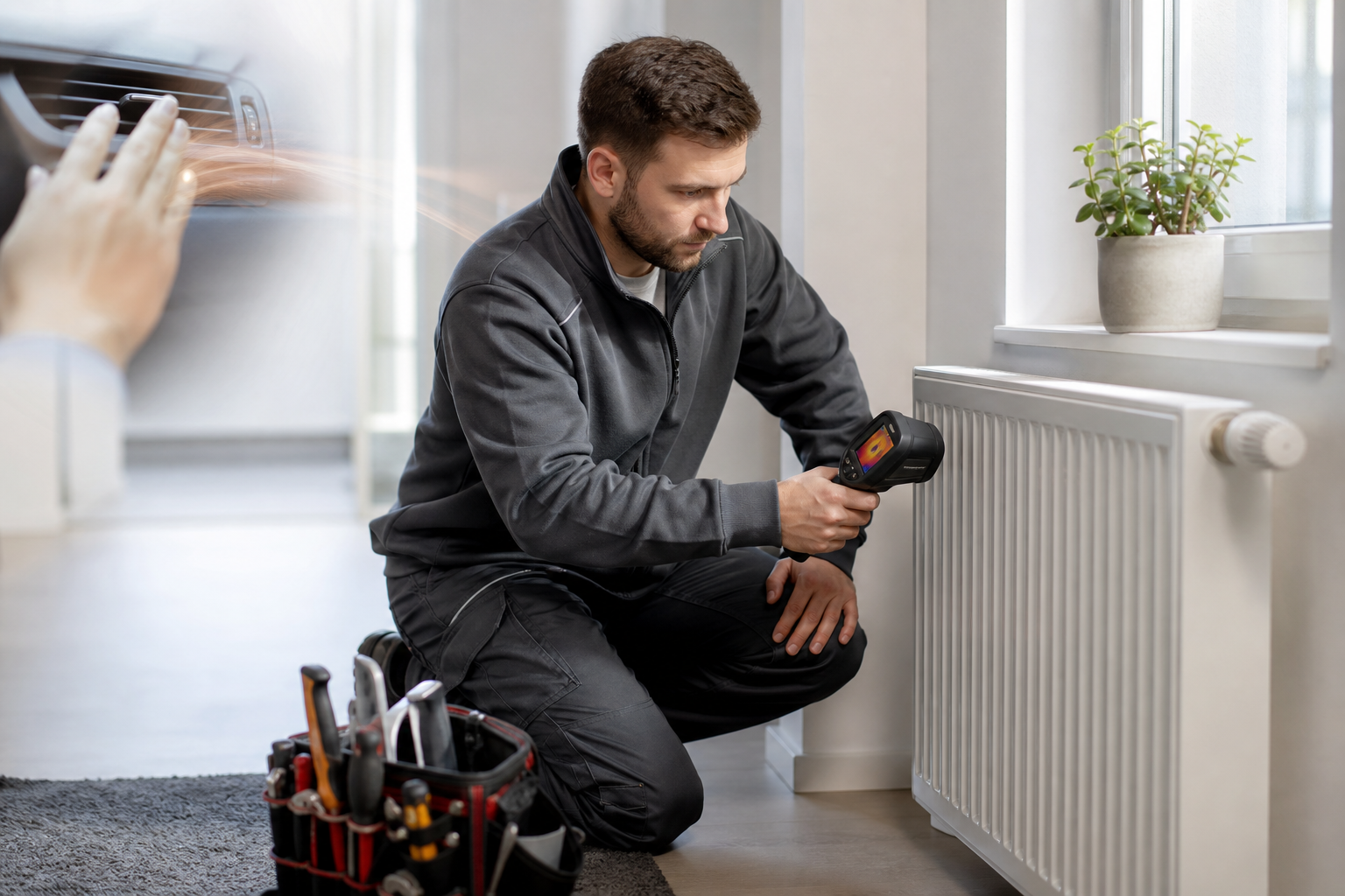 Vanne thermostatique radiateur sur radiateur de chauffage domestique